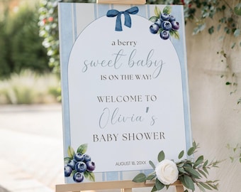 Blueberry Baby Shower Welcome Sign, Berry Sweet Baby Shower Welcome Sign, Berries Baby Shower Welcome Sign, Printable Signs