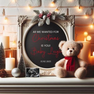Christmas Pregnancy Announcement, Digital Baby Announcement, December Pregnancy, Gender Neutral, Social Media Reveal Template