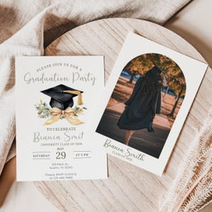 Editable Graduation 2025 Template, Minimalist Graduation Announcement, Wildflower Graduation Party Invitation, Boho Graduation Announcement