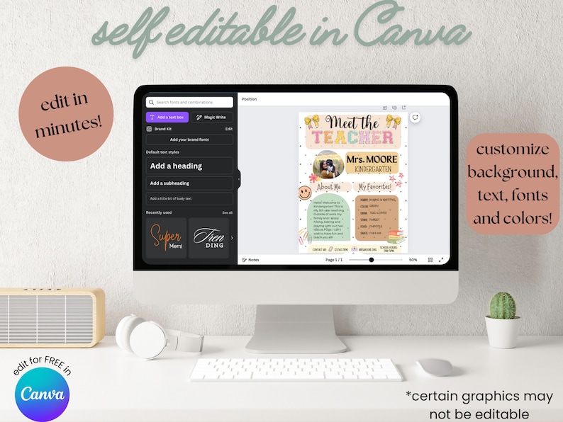 Editable Meet The Teacher Pastel Template, Back to School Flyer, All About My Teacher, Welcome Back Letter, Teacher Survey, Canva Template image 7