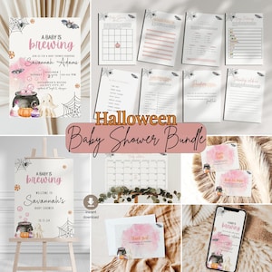 Editable Halloween Baby Shower Bundle, A Baby Is Brewing Bundle, Halloween Baby Shower Bundle Set, Fall Baby Shower, Printable Set