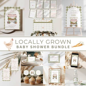 Editable Locally Grown Baby Shower Bundle, Farmers Market Baby Shower Bundle, Country Farmers Market Baby Shower, Picnic, Veggies