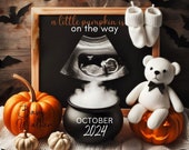 Halloween Pregnancy Announcement, Fall Gender Neutral Baby Announcement, Editable Social Media Reveal, Baby Reveal