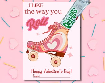 Rollschuh Valentinstag Karte Canva Vorlage Druckbare Roll Up Klassenzimmer Valentinstag Karte Für Kinder Obst Rolle Valentinstag Mitbringsel