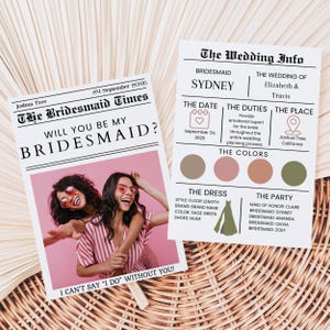 Editable Bridesmaid Information Card, Bridal Party Infor Card, Infographic, Bridal Proposal Card, Minimalist, Canva Template
