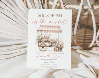 Off The Market Bridal Shower Invitation Template, Farmer’s Market Shower Invite, She’s Off The Market Instant Download, Printable, Floral