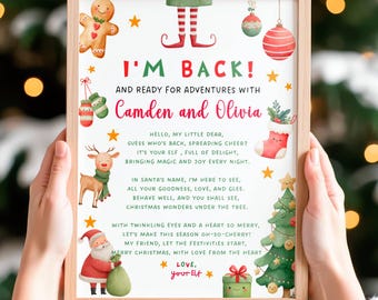 Editable Elf Arrival Letter Return Letter Christmas Elf I’m Back Elf Welcome Christmas Elf Letter From Your Elf Printable Template