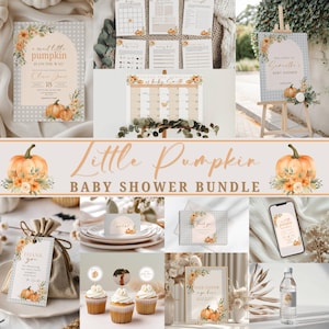 Little Pumpkin Baby Shower Bundle, Fall Pumpkin Baby Shower Invitation, Autumn Baby Shower, Pumpkin Baby Shower Decorations, Games, Template