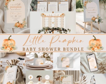 Little Pumpkin Baby Shower Bundle, Fall Pumpkin Baby Shower Invitation, Autumn Baby Shower, Pumpkin Baby Shower Decorations, Games, Template