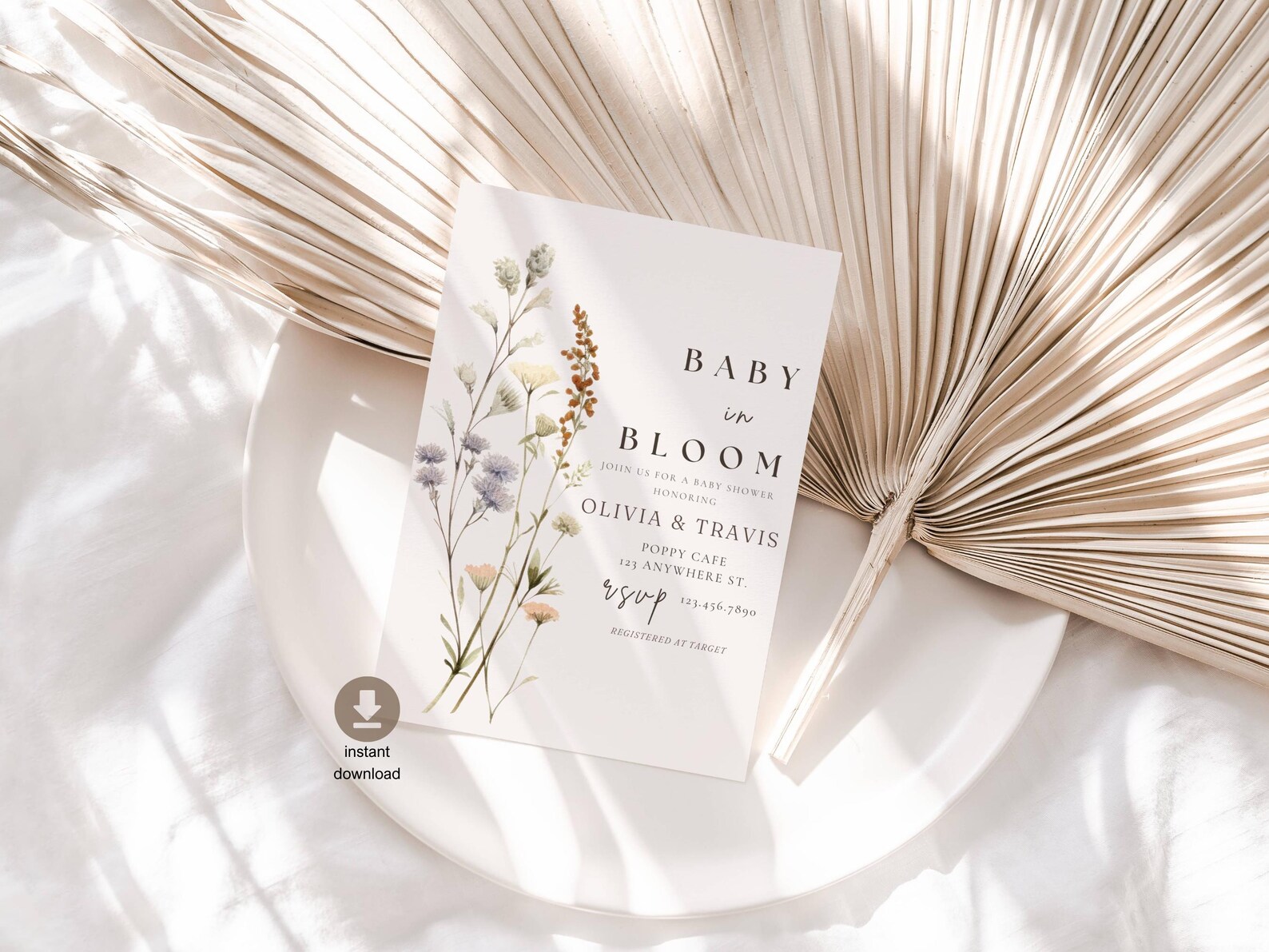Spring Invitations Bloom Baby in Bloom Invitation, Baby Shower Invitation Template, Floral ...