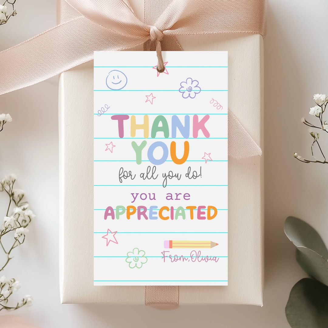 Teacher Appreciation Gift Tags Printable, Editable Thank You Teacher ...