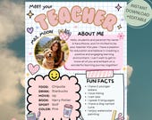Meet the Teacher Classroom Printable Template, Teacher Introduction, Back To School Teacher Intro Classroom Template, Open House Handout