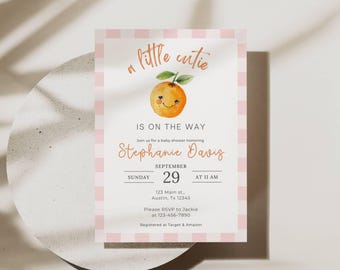 Little Cutie Baby Shower Template, Editable A Little Cutie Is On The Way Invitation, Cutie Baby Shower Invite, Canva Template Instant