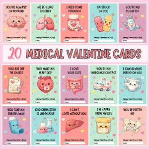 医療バレンタインカード、看護師・医師・大人向けの面白い薬局医療医療カード、編集可能なテンプレート
