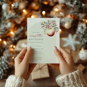 Christmas Baby Shower Bundle Template, Merry Little Baby Shower Invitation Bundle, Winter Baby Shower, Holiday Baby Shower