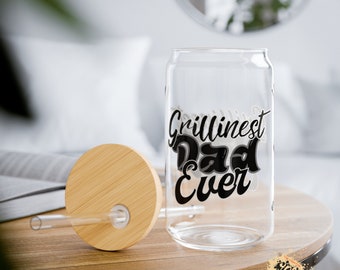 Grillinest Dad Ever Sipper Glass, Father's Day Gift for Dad