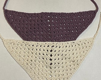 Crocheted Bandana Headscarves Ready to Ship