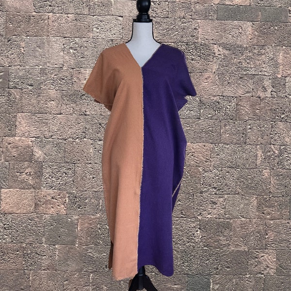 Bicolor Huipil Dress Handwoven Oaxaca, Mexican Kaftan, Mexican Tunic