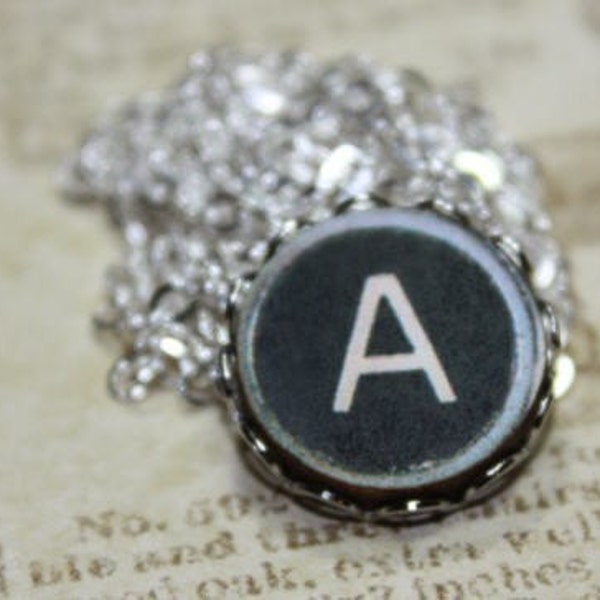 Custom Vintage Inspired A Typewriter Key necklace USA SHIPPING INCLUDED