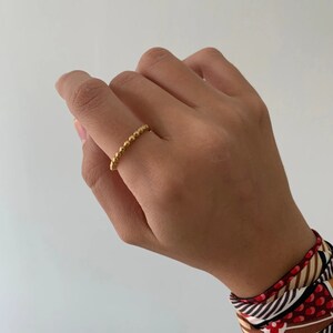 14K Gold Ball Ring, Stackable Band, Solid Gold Ball Stacking Ring ...