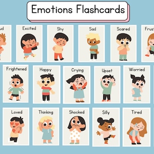 Flashcards sur les émotions pour les enfants | Flashcards imprimables A4 colorés | 20 cartes émotions pour apprendre et s'amuser | Flashcards sur les sentiments | Éducation