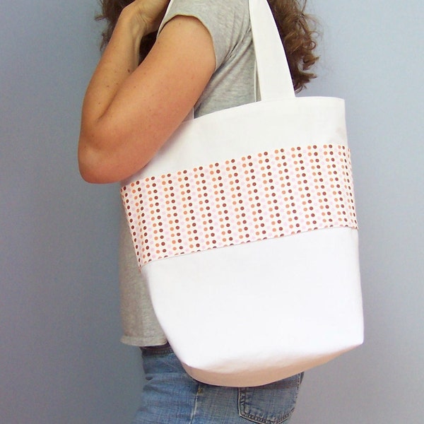 White Canvas Tote, Grey Lining