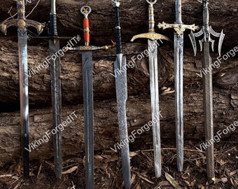 Real Medieval Viking Damascus steel Handmade sword with Leather, Vikings sword, Monogram sword, Templers holy sword, Christmas gift for him