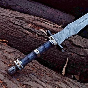 Épée Viking personnalisée en acier damas forgée à la main | Épée fantaisie personnalisée | Épée médiévale historique à collectionner | Cadeau de Noël | Etats-Unis