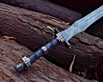 Hand Forged Viking Personalized Damascus Steel Sword | Custom Fantasy Sword | Collectible Medieval Historical Sword | Christmas Gift | USA