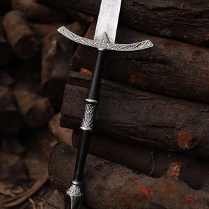 Damaskusvärd, vikingasvärd, handsmidet svärd, långt svärd, svärd, halvtangsvärd för fantasysvärd, lajvsvärd, present till marskalkar, födelsedagspresent. bild 5