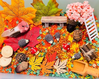Fall Forest Pour n play sensory bin filler pack, sensory play kit, refill for sensory bin, woodlands sensory bag, autumn, nature inspired
