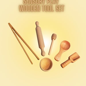 Sensory bin tool set / wooden toys for sensory bin / for toddlers and kids / wooden playdough tools / sensory play tools