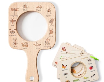 Wooden Bug Magnifying Glass – Montessori Nature Explorer Toy, Camping kit for kids