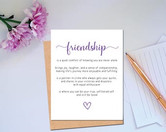 Friendship Card Thoughtful Card to Appreciate Friend Thinking of You Bestie Card