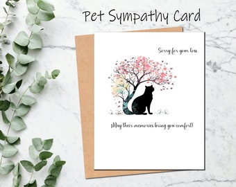 Pet Sympathy Card Cat Loss of Pet Condolences for Loss of Cat Bereavement for Cat Memorial Card for Cat Perfect Companion