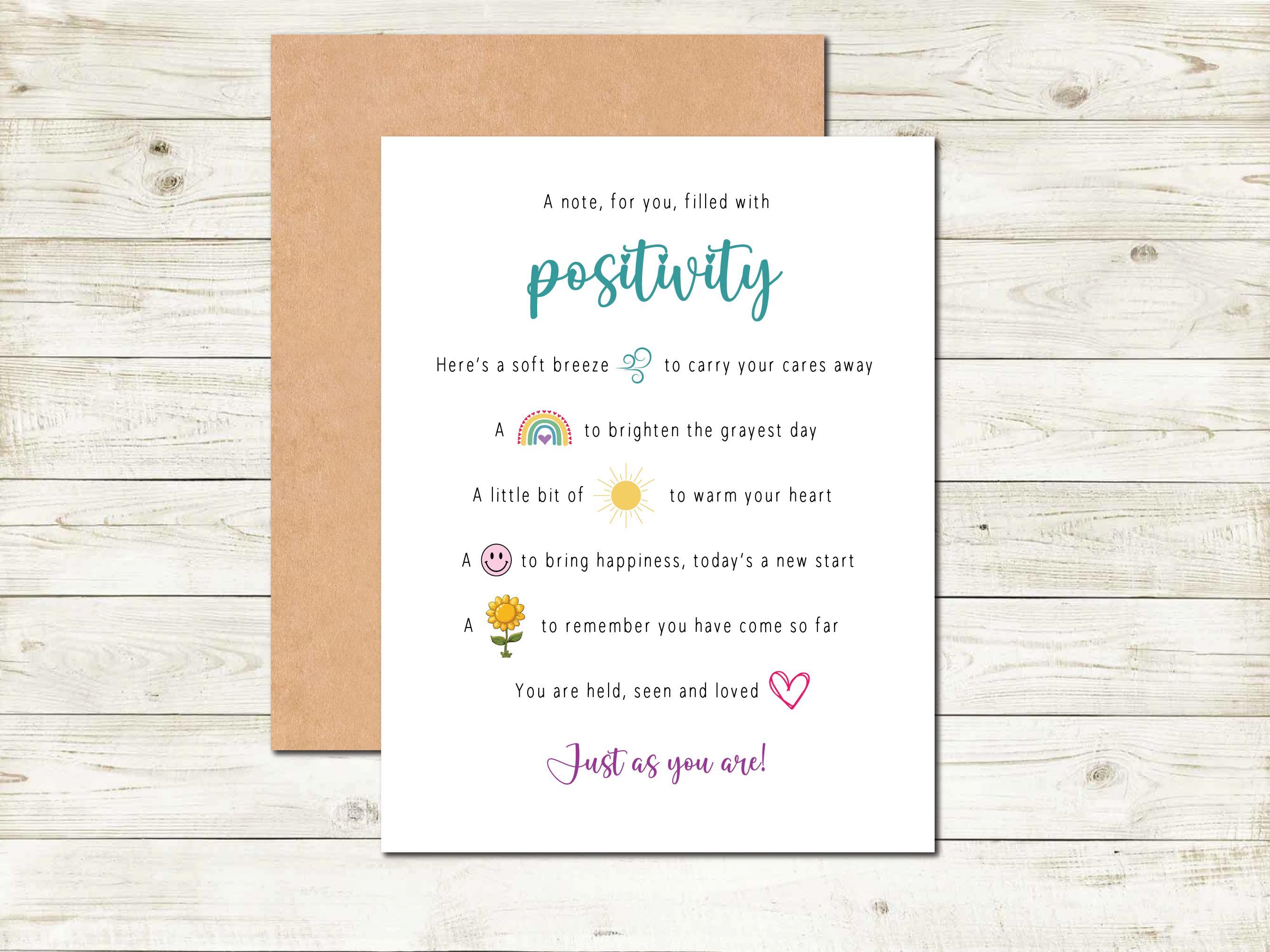 Positivity Notes Easy A Card of Positivity Note for You Filled With Positive Sentiments for ...