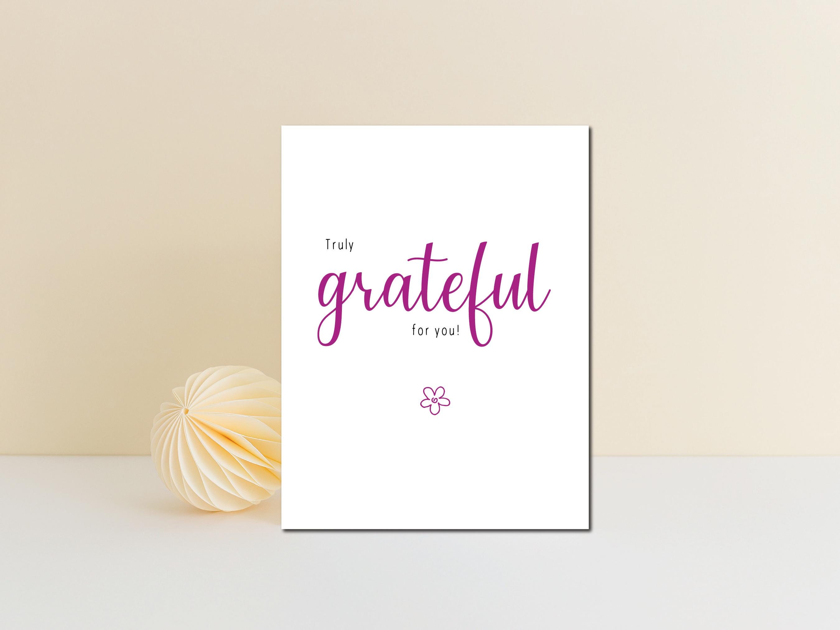 Grateful for You Card of Appreciation and Positive Thoughtful Card to ...