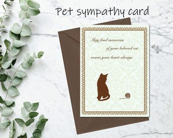 Cat Pet Sympathy Card Loss of Pet Condolences for Loss of Cat  Bereavement for Cat Memorial Card for Cat Loyal Companion