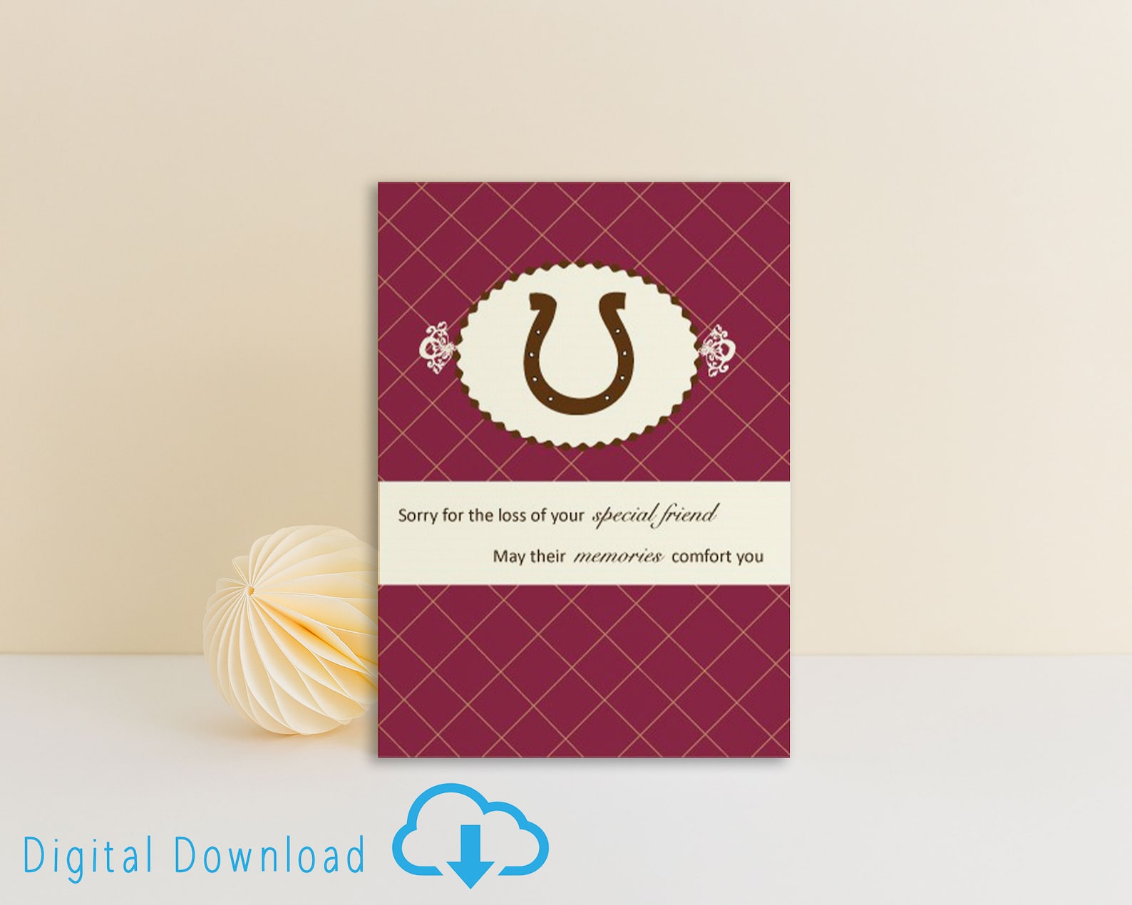 Horse Sympathy Card Printable Horse Loss Printable Loss of Pet Instant ...