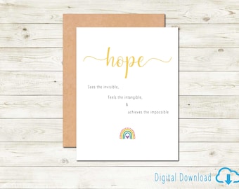 Printable Hope Card Thinking of You Supportive Card for Friend Encouragement to Get Through Tough Times