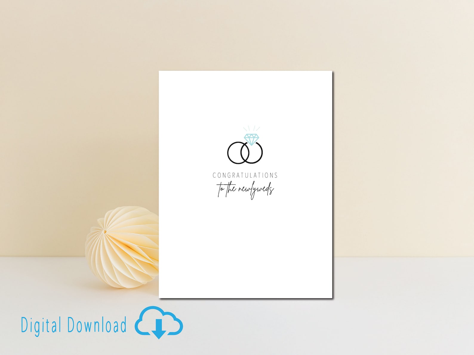 Printable Wedding Congratulations Card Digital Download Card for Couple on Wedding Day With ...