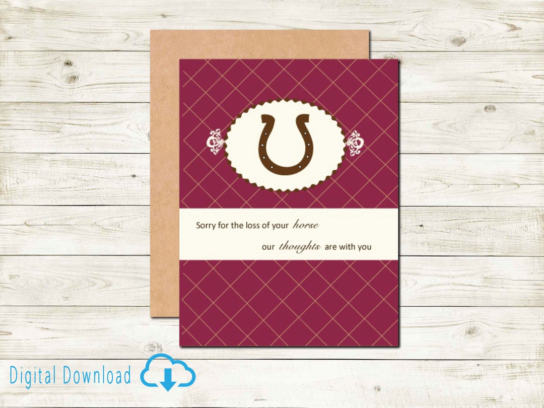 Horse Sympathy Card Printable Horse Loss Printable Loss of Pet Instant ...