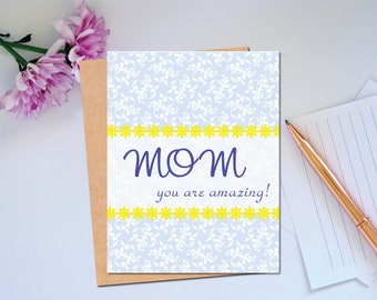 Mother's Day Card for Your Amazing Mom with Yellow Daisies to wish Mum Happy Mother's Day Best Mom Card