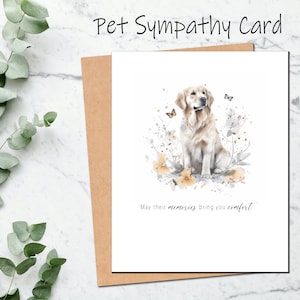 Dog Pet Sympathy Card Loss of Pet Condolences for Loss of Dog Bereavement for Dog Memorial Card for Dog Loyal Companion Golden Retriever