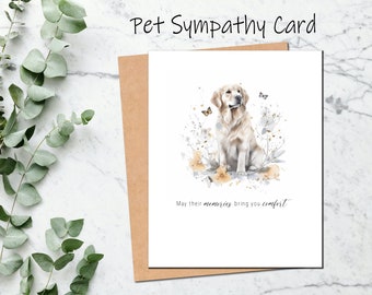 Dog Pet Sympathy Card Loss of Pet Condolences for Loss of Dog Bereavement for Dog Memorial Card for Dog Loyal Companion Golden Retriever