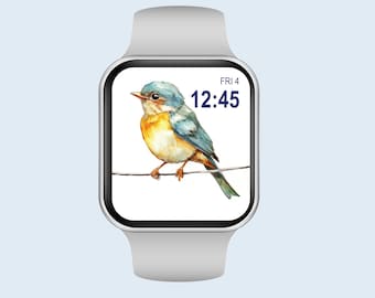 Little Bird Watch Wallpaper Watercolor Design Watch Face Bird Aesthetics Simple Design Smart Watch Spring Wallpaper