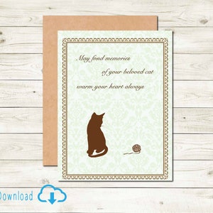 Carte de sympathie à imprimer pour chat Perte d'un animal de compagnie en téléchargement numérique Carte de condoléances pour animal de compagnie Perte d'un animal de compagnie à imprimer à la maison Carte de sympathie pour animal de compagnie en deuil