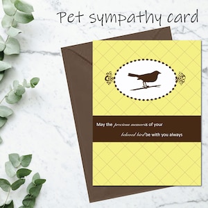 Carte de sympathie pour un oiseau Perte d'un oiseau Condoléances pour un oiseau en deuil Carte commémorative pour oiseau de compagnie