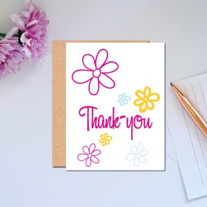 Bedankkaart met bloemen Kaart Bedankkaart voor leraar of vriendenkaart voor waardering