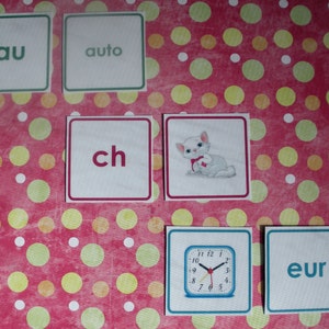 Jeu de 48 cartes Flash de mélange de sons français, jeu d'associations de phonèmes, jeu d'associations de phonèmes imprimables en téléchargement numérique 2 x 2 po.